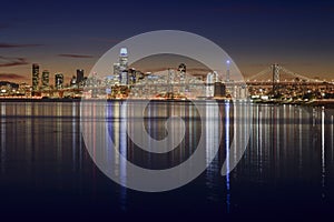 San Francisco City Skyline in Holiday Lights and Spirit