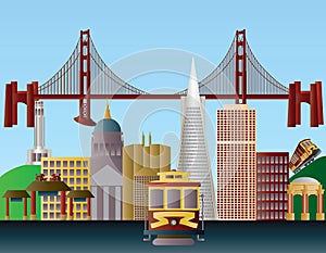 San Francisco City Skyline Illustration