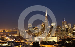 San Francisco cityscape panorama at night