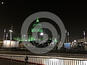 San Francisco Civic Center playground has new perimeter lights.