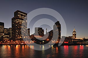 San Francisco Embarcadero Waterfront at night photo