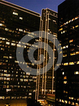 San Francisco, Financial District, Evening, Holiday Lights