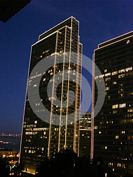 San Francisco, Financial District, Evening, Holiday Lights