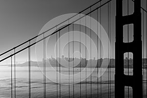 San Francisco Golden Gate Bridge black and white California
