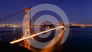 San Francisco Golden Gate Bridge and cityscape at night