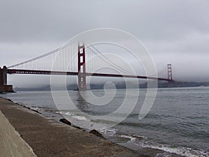 San Francisco Golden Gate Bridge disappearing in the fog