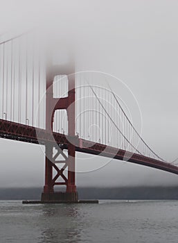 San Francisco Golden Gate Bridge disappearing in the fog