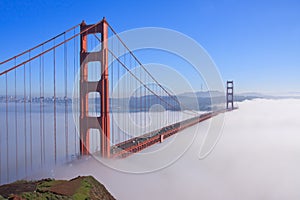 San Francisco Golden Gate Bridge in fog