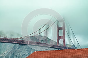 San Francisco Golden Gate Bridge with fog, California