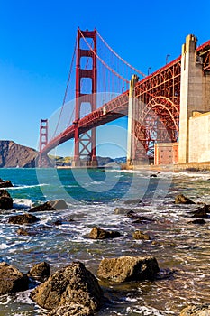 San Francisco Golden Gate Bridge Marshall beach California