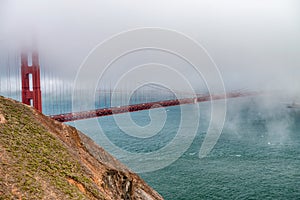 San Francisco Golden Gate Bridge Shrouded by Fog