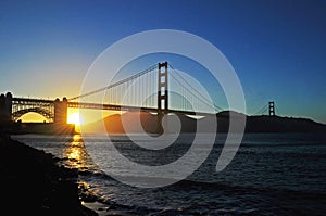 San Francisco, Golden Gate, bridge, skyline, California, United States of America, Usa, sunset, bay, Pacific Ocean