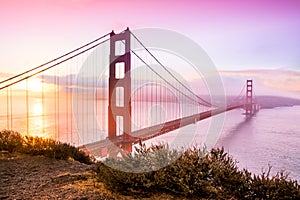 San Francisco golden gate bridge at sunrise