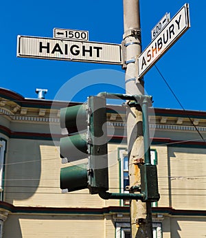 San Francisco Haight Ashbury street sign junction California