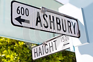 San Francisco Haight Ashbury street sign junction California