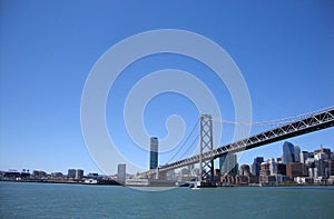 San Francisco half of the Bay Bridge from water