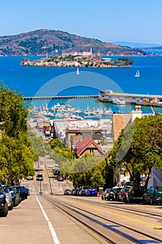 San francisco Hyde Street and Alcatraz island