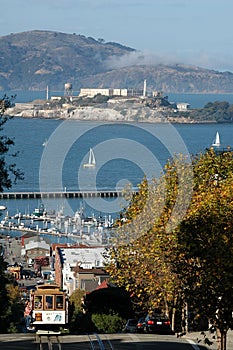 San Francisco Hyde Street View (Alcatraz and cablecar)