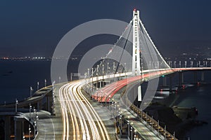 San Francisco-Oakland Bay Bridge Eastern Span at Night.