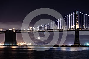 San Francisco-Oakland Bay Bridge at night