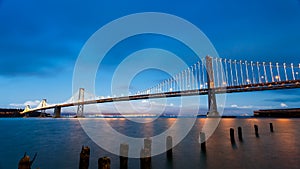 San Francisco-Oakland Bay Bridge at sunset