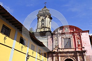 Facade of the San Francisco parish in Uruapan, michoacan, mexico  IV photo