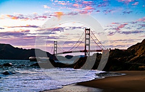 San Francisco Perfect Sunset over Golden Gate Bridge
