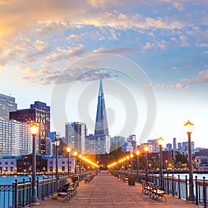 San Francisco Pier 7 sunset in California