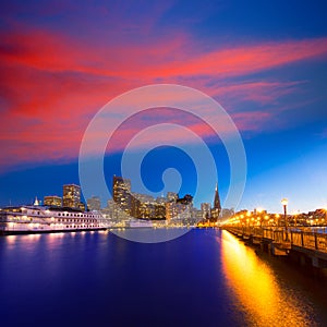 San Francisco Pier 7 sunset in California