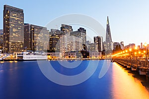 San Francisco Pier 7 sunset in California