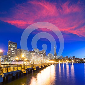 San Francisco Pier 7 sunset in California