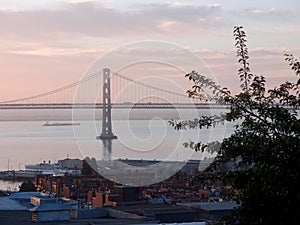 San Francisco Piers and Bay Bridge at Dusk