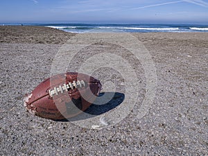 San Francisco, Rugby ball by the ocean. California, United States of America.