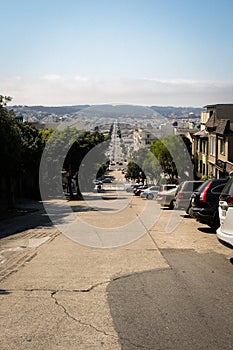 San Francisco`s Lombard street, long and straight street