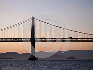 San Francisco side of Bay Bridge at dawn