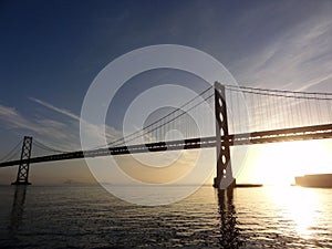 San Francisco side of Bay Bridge at sunrise