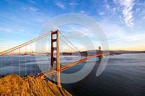 San Francisco skyline with the Golden Gate Bridge