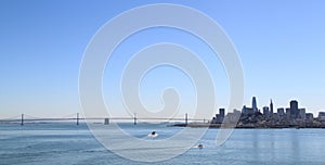 San Francisco Skyline and Oakland Bay Bridge from Alcatraz Island