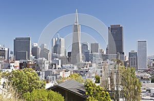 San Francisco skyline and residential area.