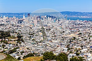 San Francisco skyline from Twin Peaks in California