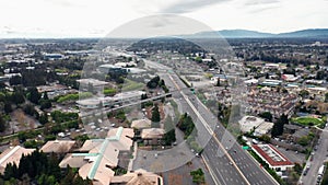 San Francisco, USA. Aerial panoramic view of a wide route with heavy traffic