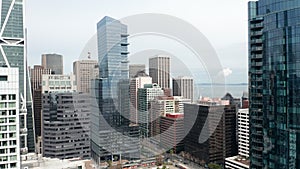 San Francisco, USA. Aerial view of high buildings with glass facades