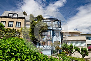 SAN FRANCISCO, USA - APRIL 2016: Famous Lombard street, one of the most famous landmark and the crookedest street in the world