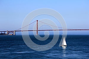 San Francisco, USA, Golden Gate Bridge with sailing boats