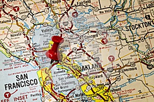 San Fransisco City bay Oakland Stockton Vallejo California vintage map