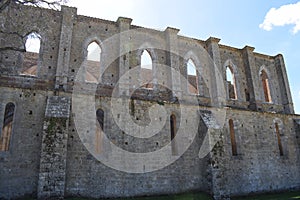 The San Galgano Abbey in Chiusdino, Italy - Inside the abbey there is the famous and legendary Sword in the Stone of King Arthur