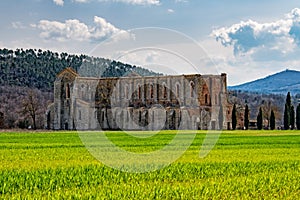 San galgano church with no roof in tuscany