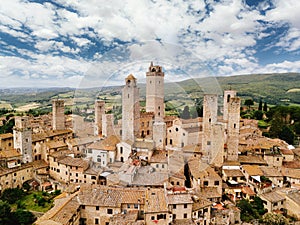 San Gimignano, medieval town from above. Tuscany, Italy photo