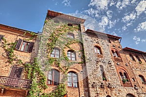 San Gimignano, Siena, Tuscany, Italy: ancient buildings in the o