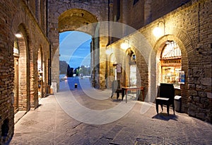 SAN GIMIGNANO, TUSCANY, ITALY, 20 JULY, 2020: Medieval architecture of San Gimignano, Tuscany, Italy.